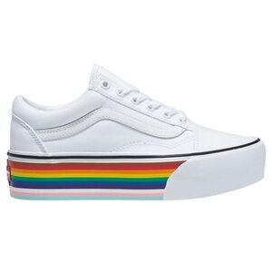 Vans Old Skool Stac PRIDE Rainbow White platform 34mm height new without box